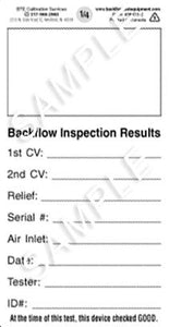 Backflow Inspection Results Tags INSBC Indiana School of Backflow Backflow Inspection Results Tags INSBC Indiana School of Backflow